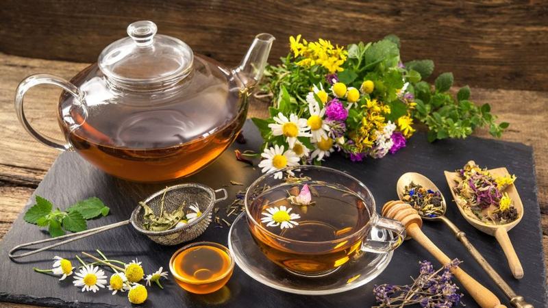 A cup of herbal tea in the morning light